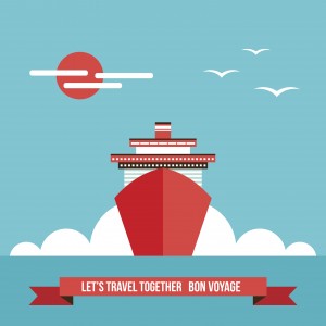 Cruise liner ship Colorful background Travel Tourism Vacation concept